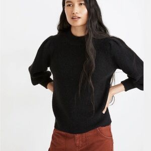 NWT Madewell True Black Sparkle Crew Neck Sweater